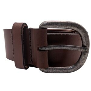No Bo Brown Leather Belt Silver Buckle Womens Extra Large‎